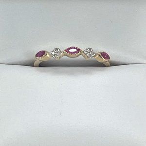 Burmese Ruby & Diamond 14k Rose Gold Band